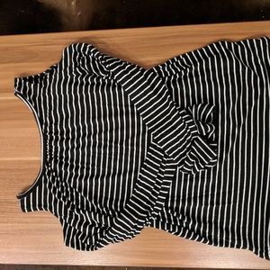 Black striped cold sholder top
